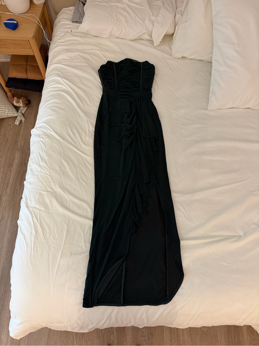 Showpo dark green Strapless Maxi Dress with Draped Ruching